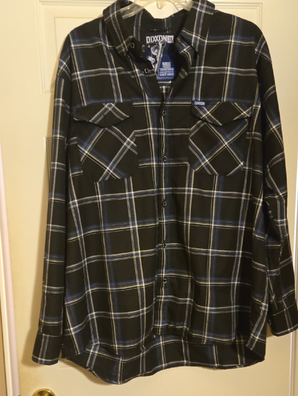 DIXXON Black Plaid Shirt with Blue & White Windowpane
